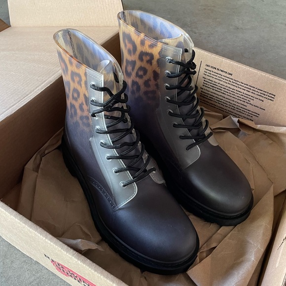 Mix No. 6 Leopard Rahima Combat Weather/Water Resistant Lace-Up Boots 11 Womens - Picture 5 of 7